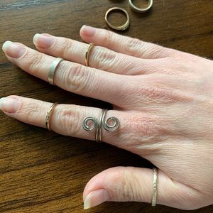 Set of mixed metal boho rings and cuffs